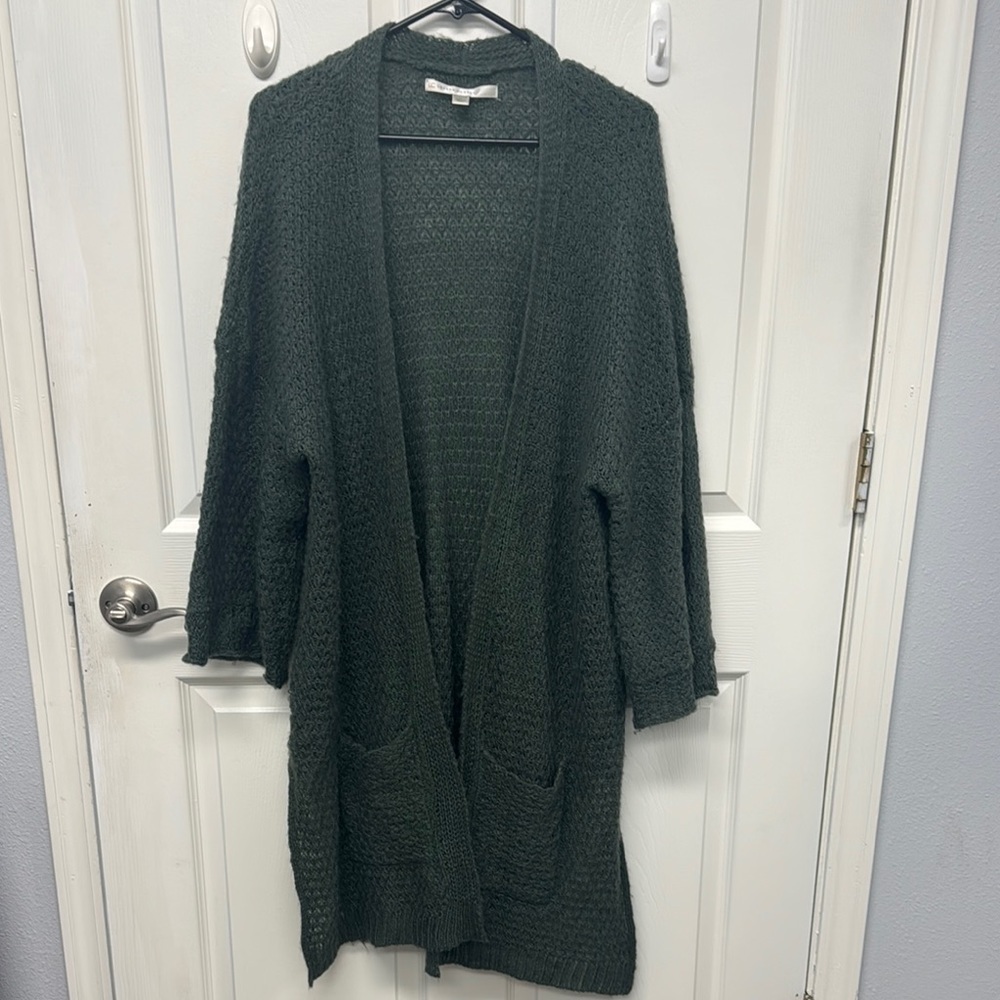 LC Lauren Conrad Green Cardigan Shawl Collar Knit